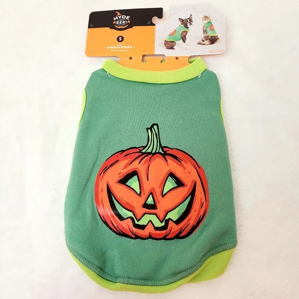Hyde & Eek Halloween Pumpkin Pet Sweatshirt Dog or Cat Small New OOS